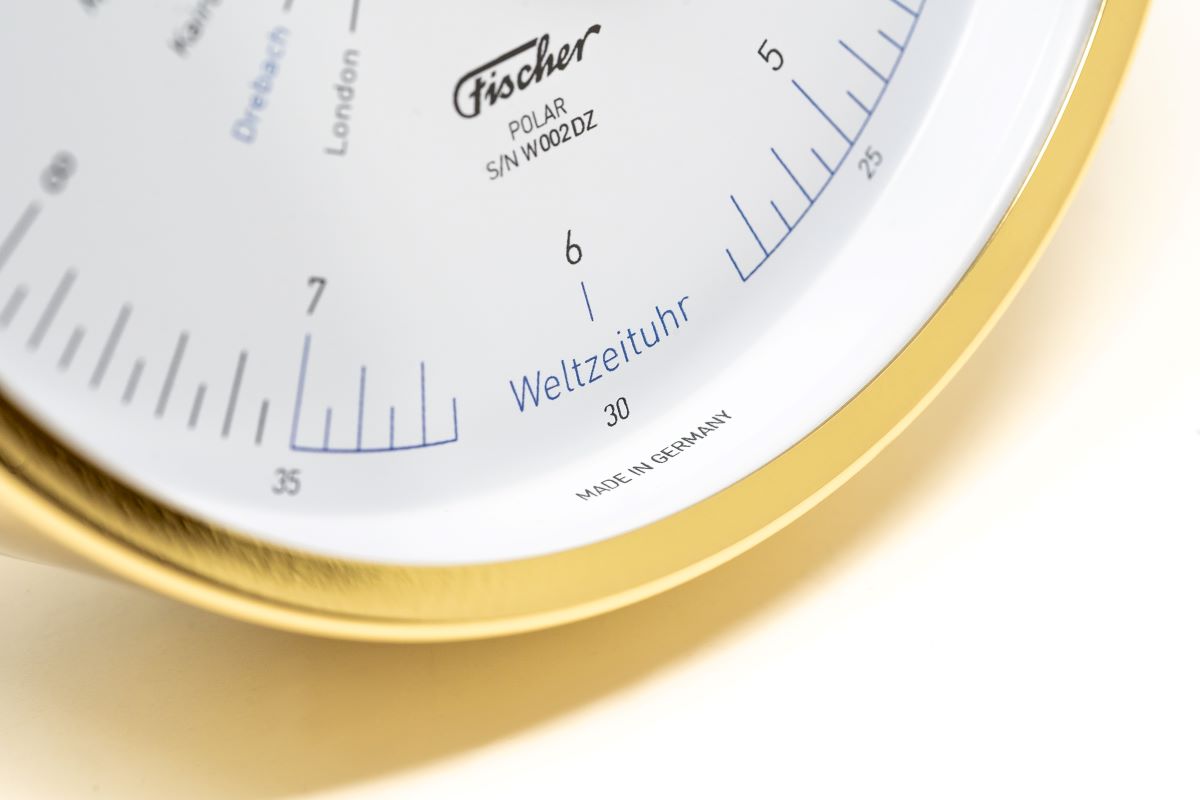 Polar Polished Brass World Time Clock