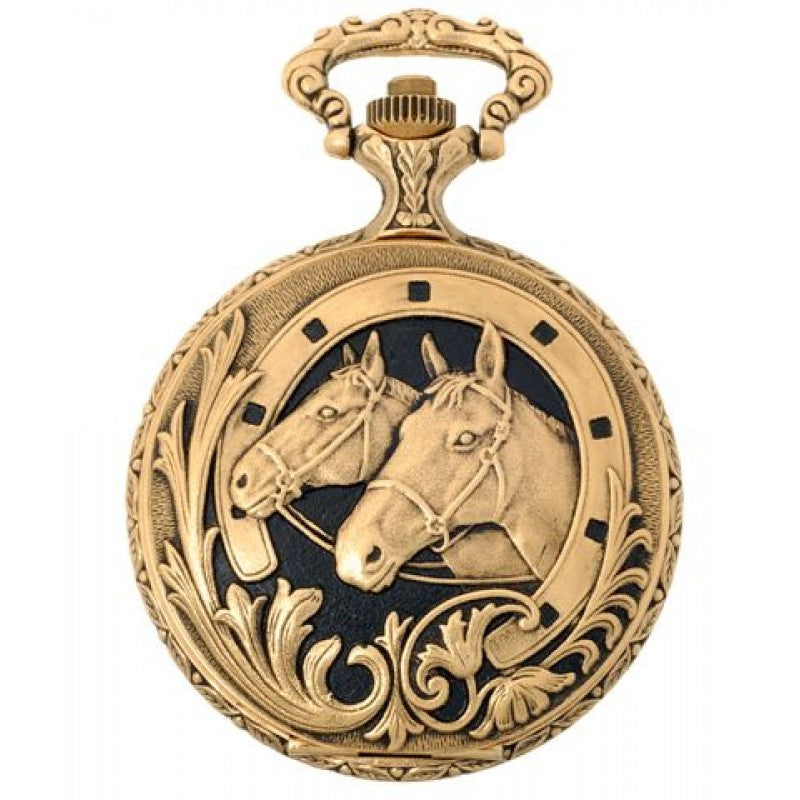 Horses  Pewter Gold Antique Swiss Quartz Pocket Watches