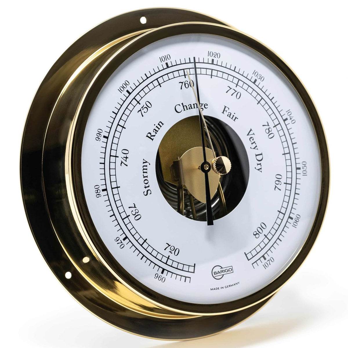 Barigo Viking 111MS is a polished brass marine barometer