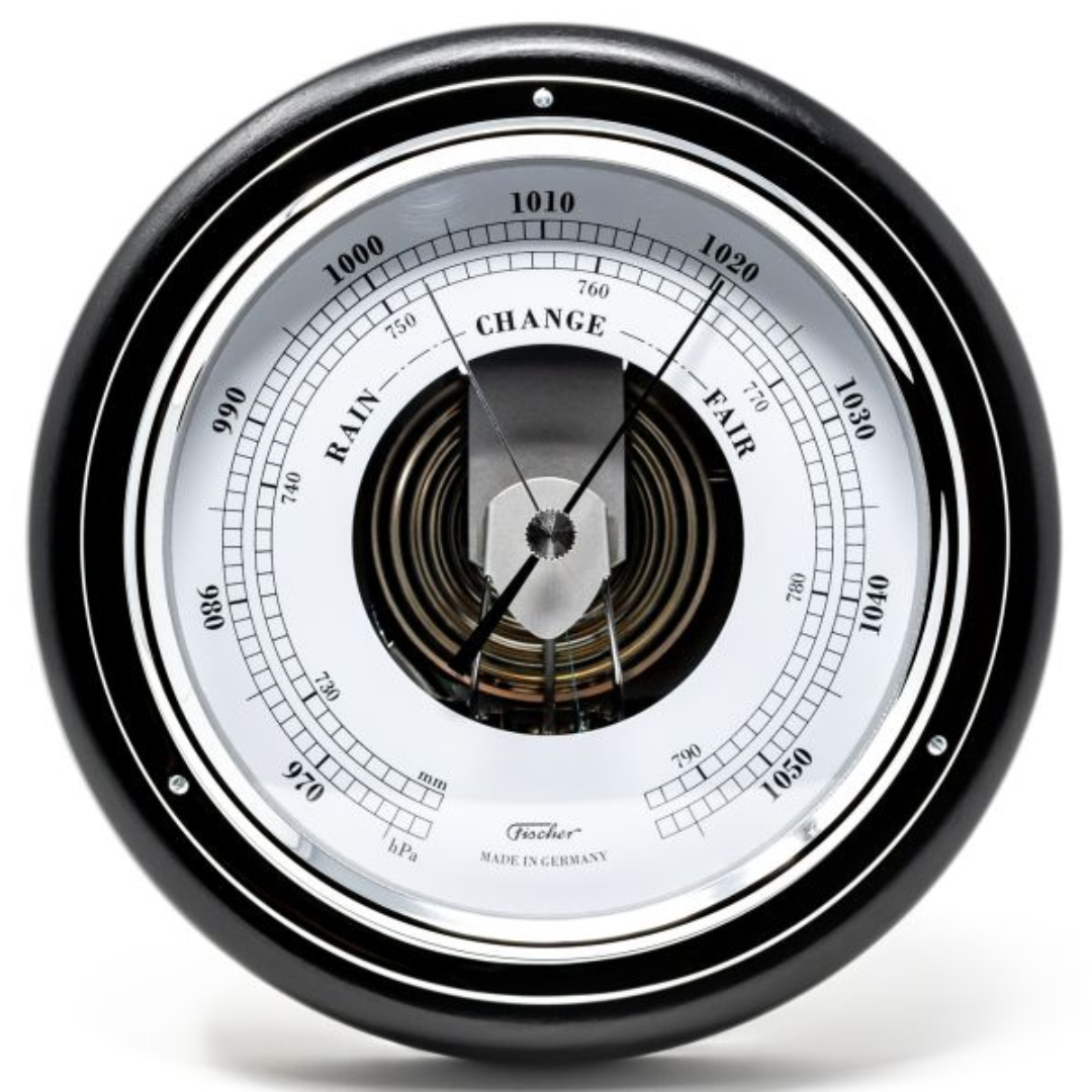 Black and Chrome Barometer &amp; Tide Clock Combo