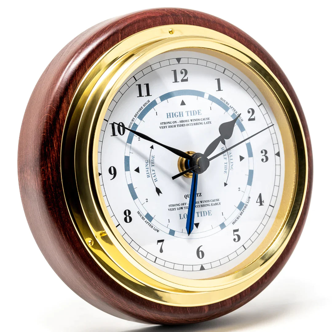 Mahogany  Barometer &amp; Tide Clock Combo