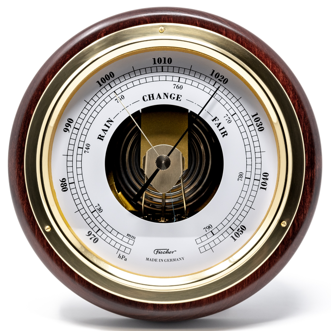Mahogany  Barometer &amp; Tide Clock Combo