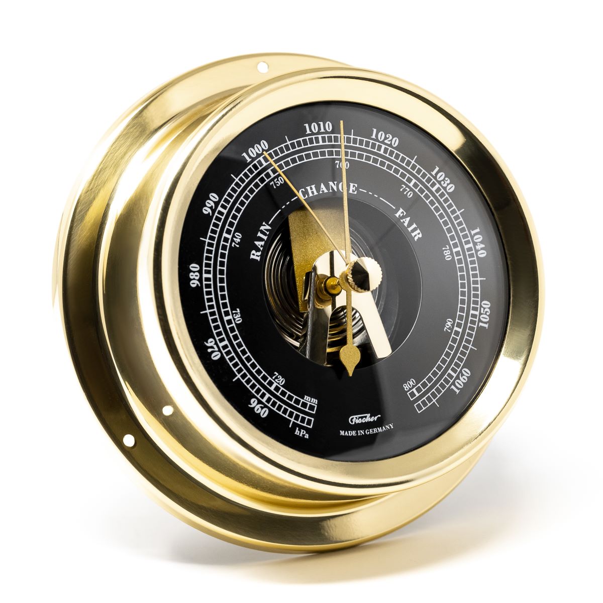 Polished Brass &amp; black Dial  125mm Brass  Barometer