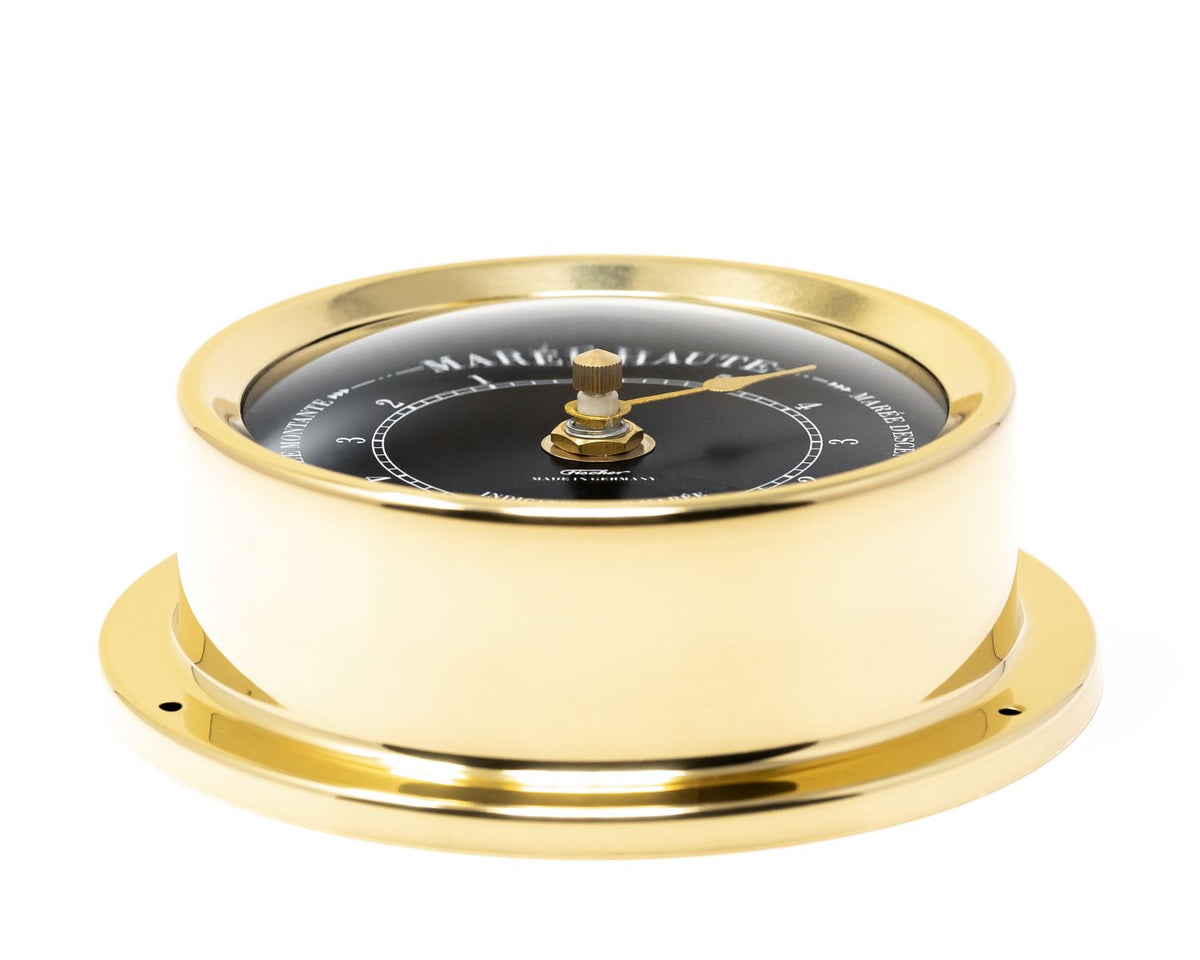 Polished Brass &amp; Black Dial 125mm  Quartz Tide Clock