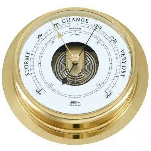Large Polished Brass 200mm Barometer &amp; Tide Clock Combo