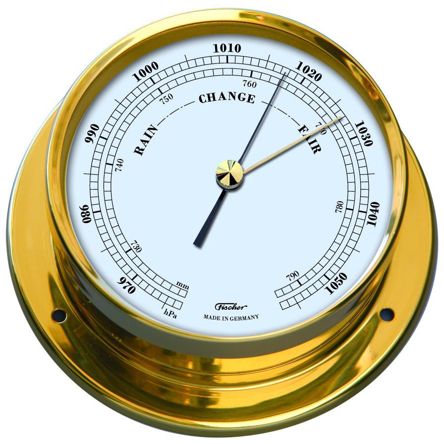 Polished Brass Barometer & Tide Clock Combo - Time & Trends