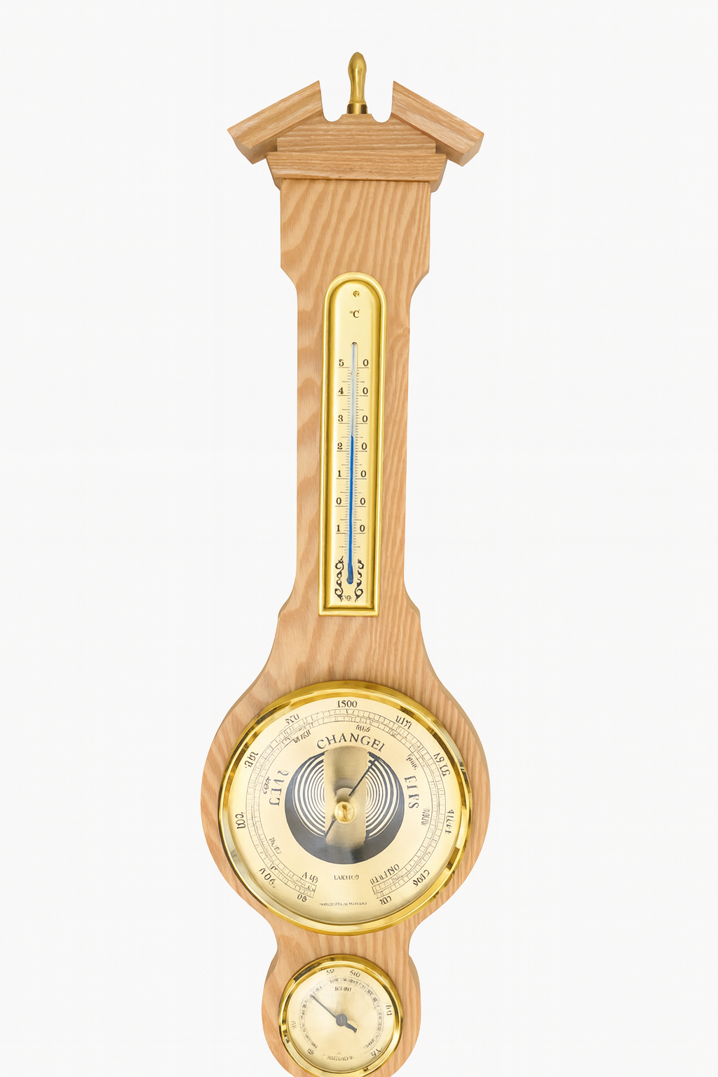 Traditional  Banjo Light Oak 540 mm Weatherstation -3 in 1 - Hygrometer + Barometer + Thermometer