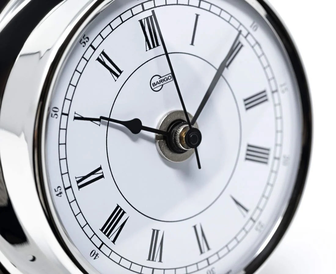 Barigo Tempo Quartz Clock 683RFPO – Polished Stainless Steel | Roman Numerals | 110mm | Made in Germany