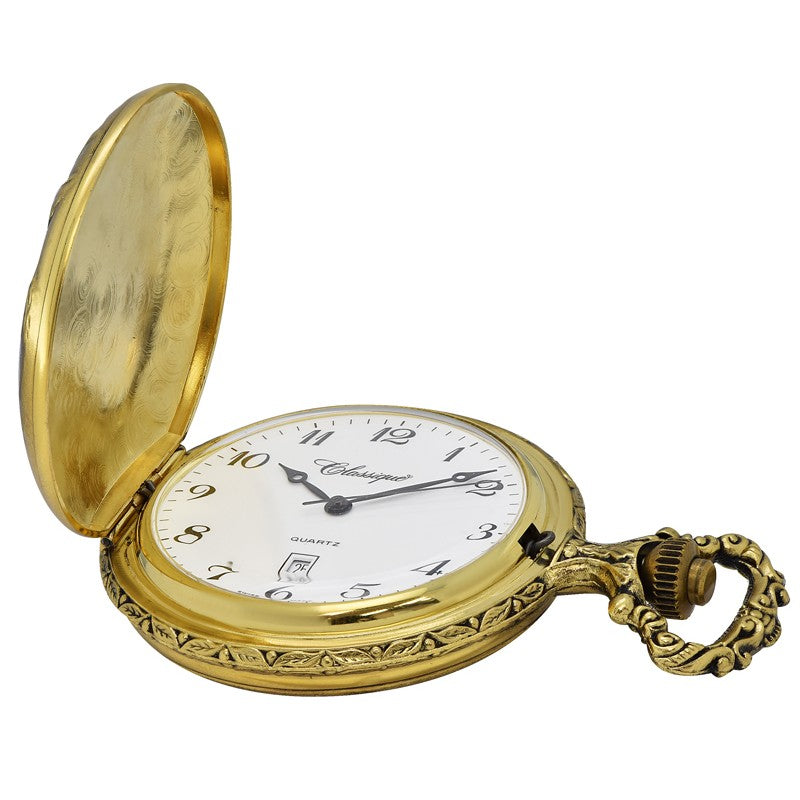 Hunting Deer  48mm  Gold Antique Swiss Quartz Pocket Watches