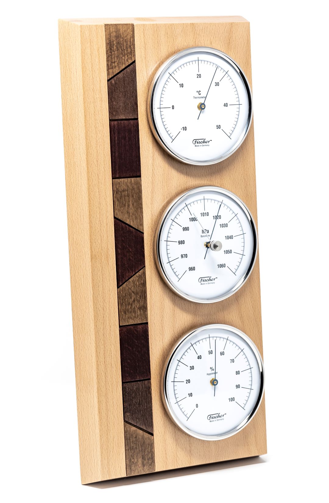 Stylish Beech Weather Station 3 in 1 - Hygrometer + Barometer + Thermometer