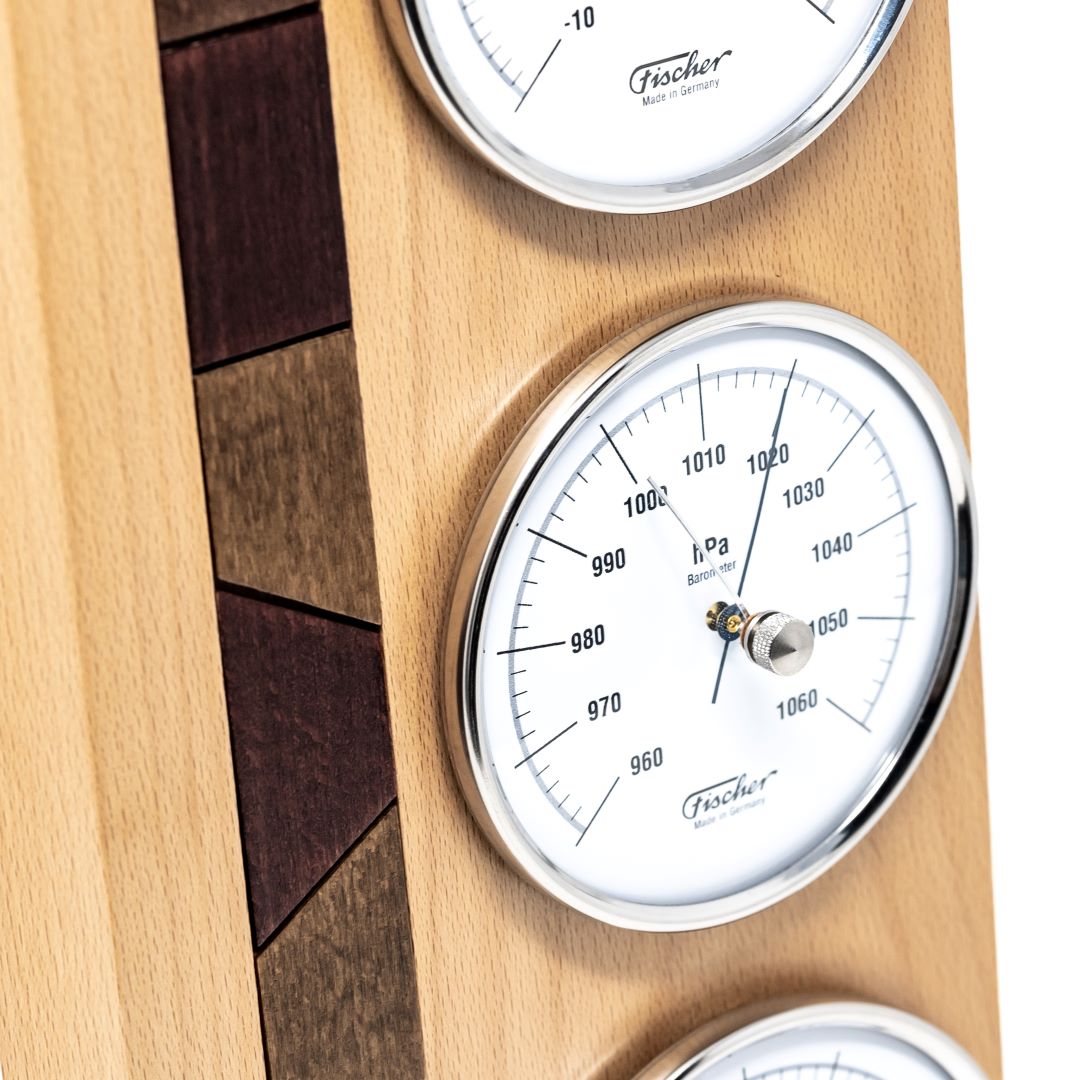 Stylish Beech Weather Station 3 in 1 - Hygrometer + Barometer + Thermometer