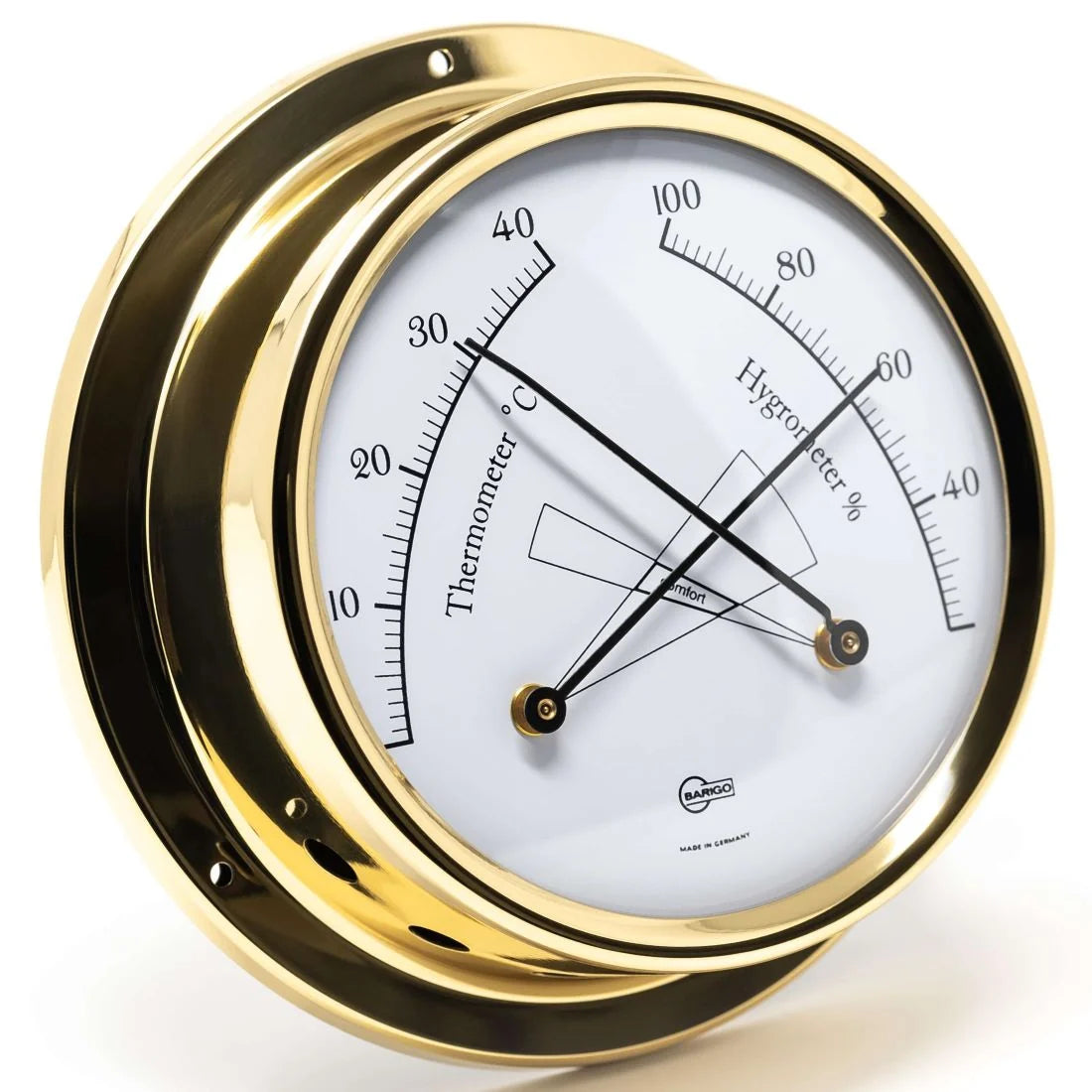 Barigo Tempo Thermo-Hygrometer 983MS – Polished Brass | 110mm | Made in Germany