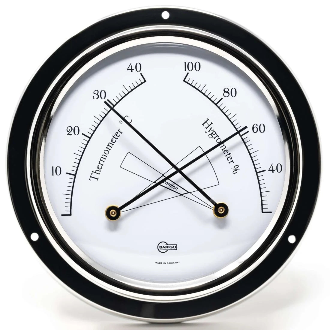 Barigo Tempo Thermo-Hygrometer 983RFPO – Polished Stainless Steel | 110mm | Made in Germany