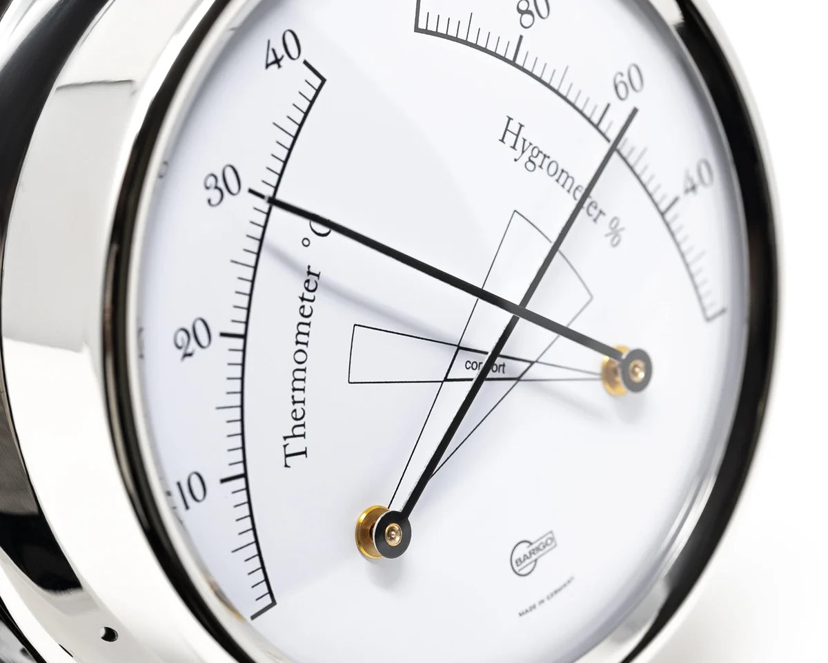 Barigo Tempo Thermo-Hygrometer 983RFPO – Polished Stainless Steel | 110mm | Made in Germany
