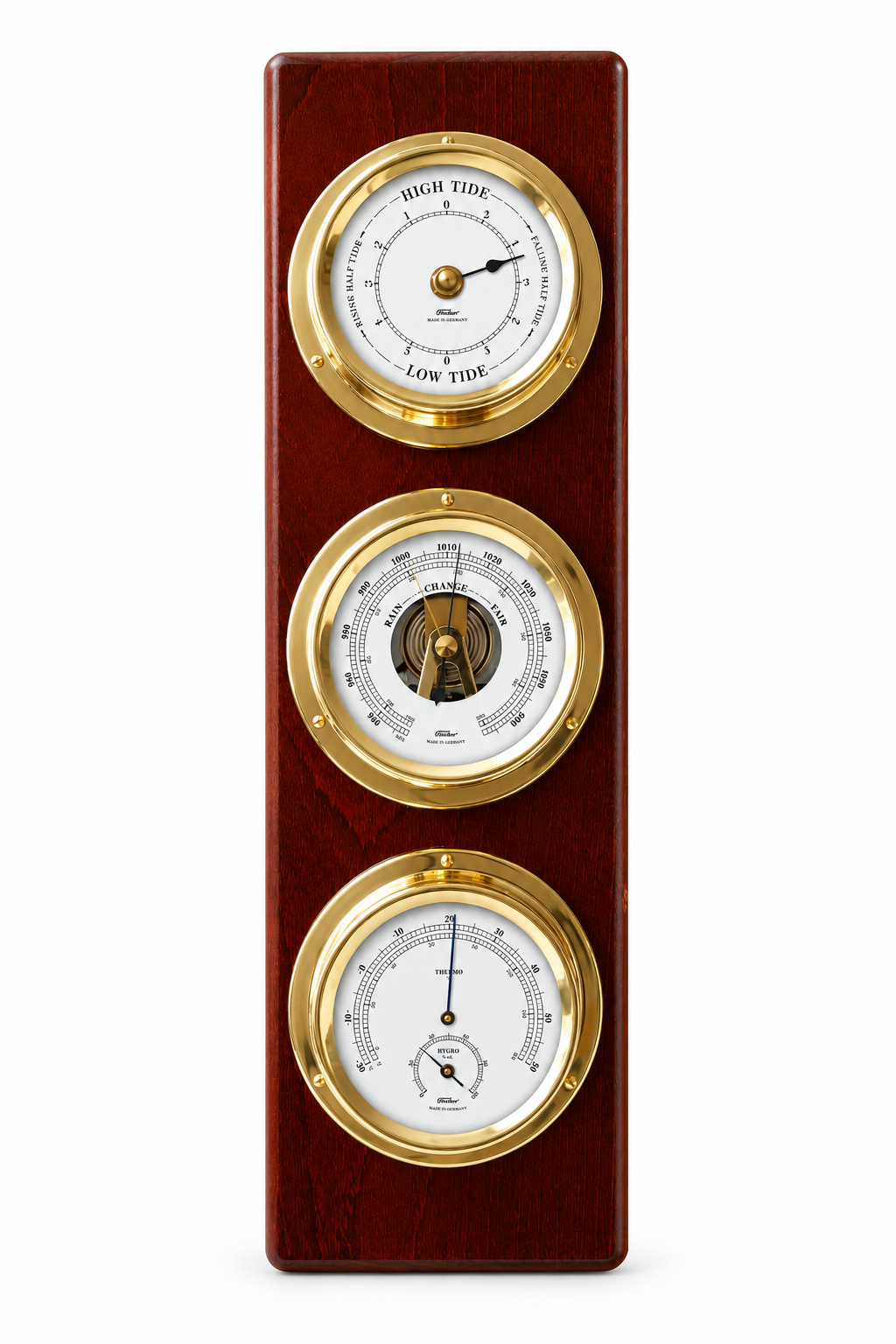 Contemporary Mahogany & Brass Weatherstation – Complete Set