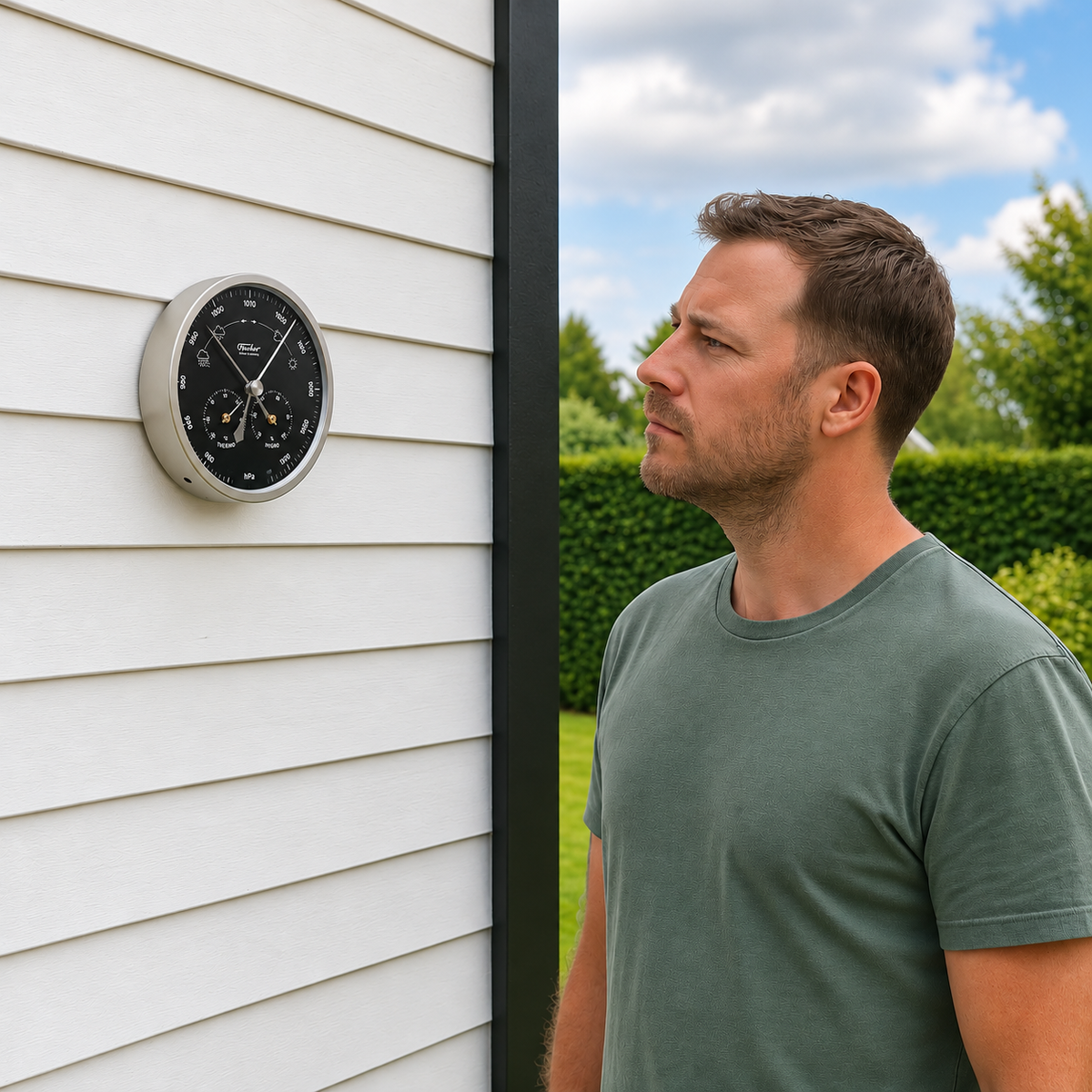 Modern Indoor & Outdoor Weatherstation- 3 in 1 - Hygrometer + Barometer + Thermometer