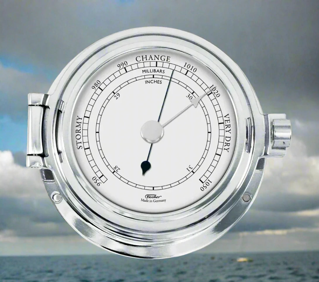 Solid Polished Smaller Chrome Marine Barometer
