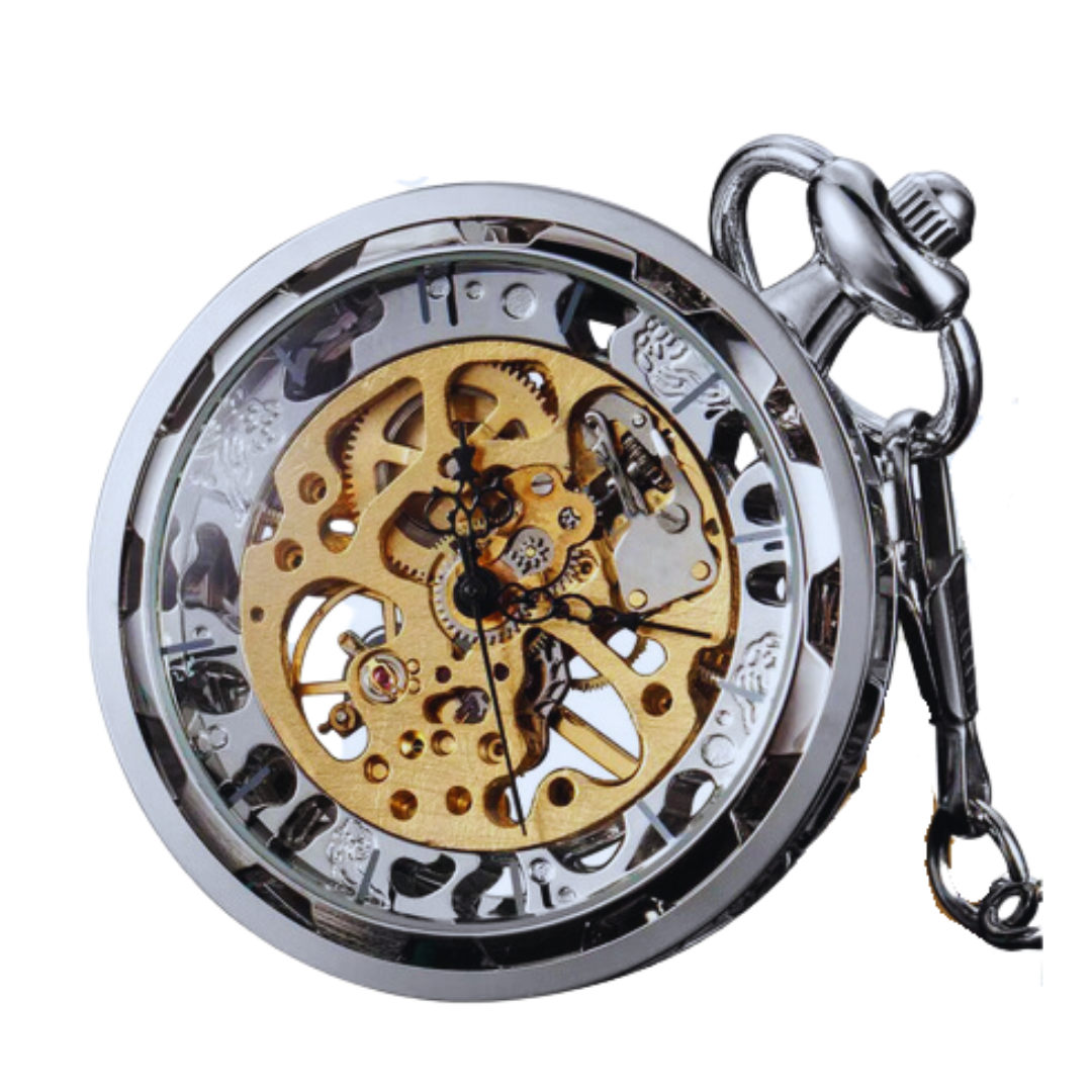 Skeleton Steampunk Mechanical Pocket Watch