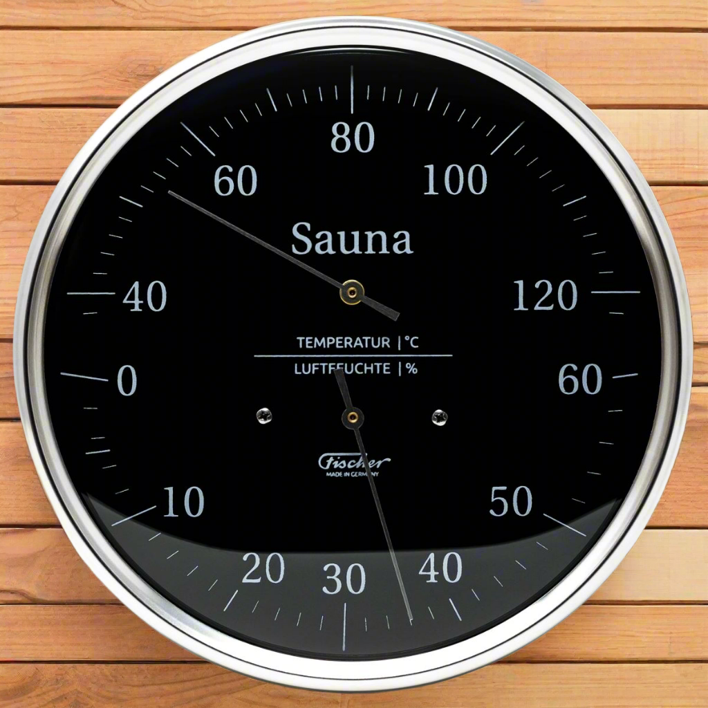 Sauna -Black - Thermometer &amp; Hygrometer 160mm