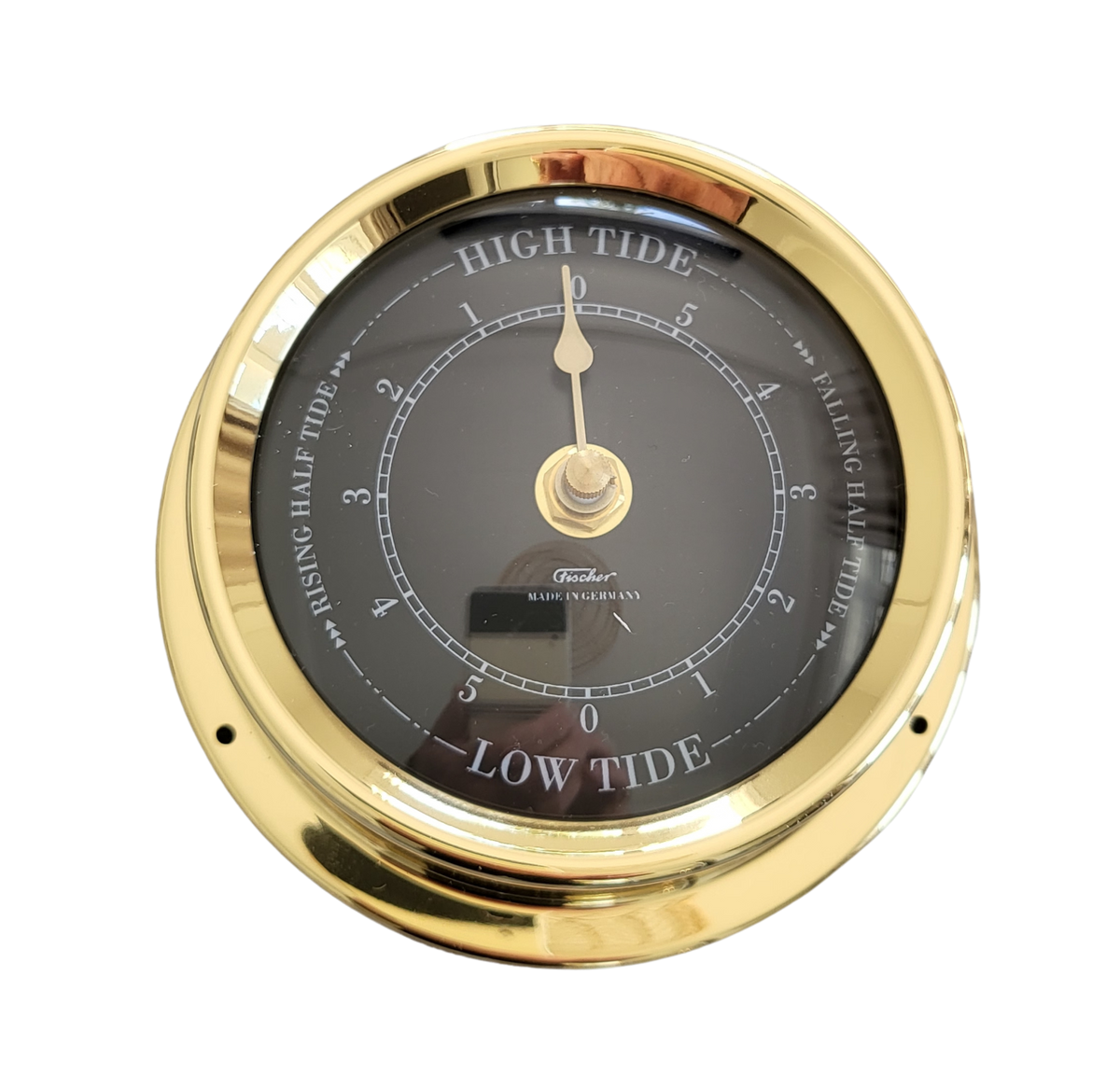 Small 125mm Brass &amp; BlK Dial  Tide Clock
