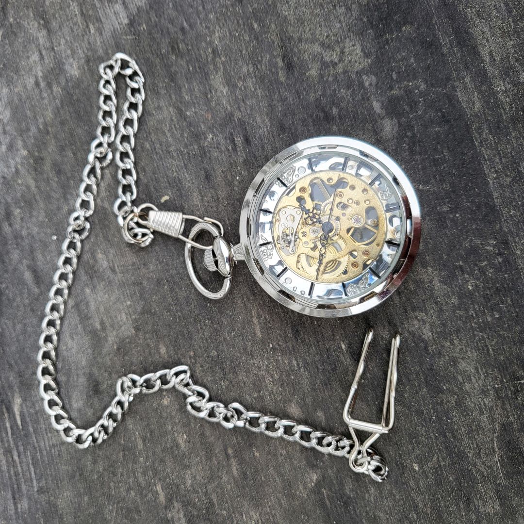 Skeleton Steampunk Mechanical Pocket Watch