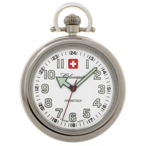 Stainless Steel Swiss Quartz Pocket Watch