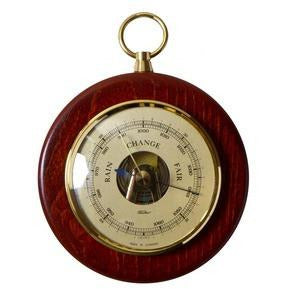 Small round Mahogany wooden barometer