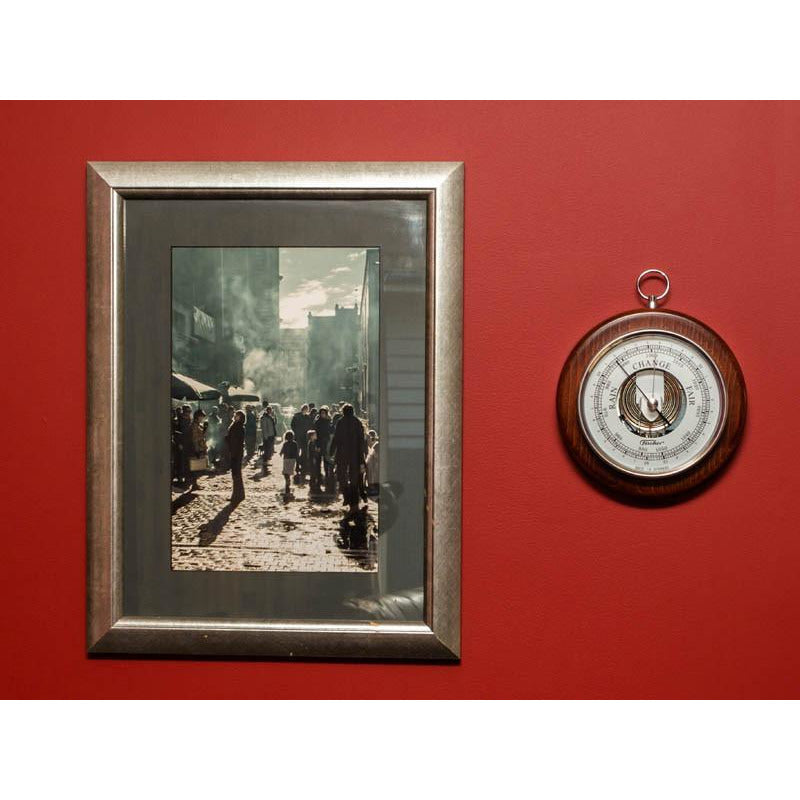 Mahogany and Chrome Wall Mounted Barometer 1436RS-22