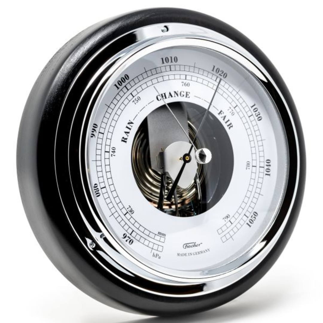 Ebony & Chrome 170mm German Barometer - Time & Trends