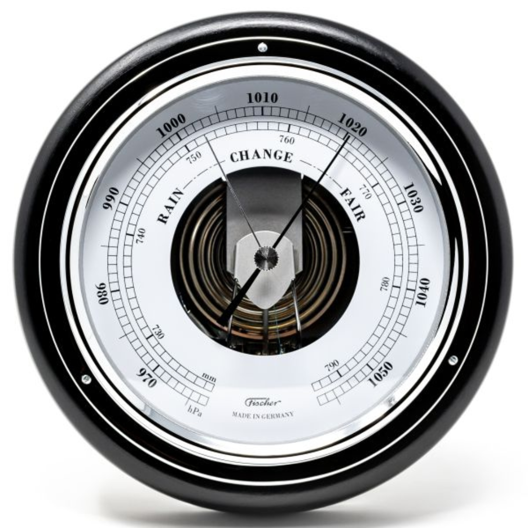 Stylish Fischer Black and Chrome Barometer