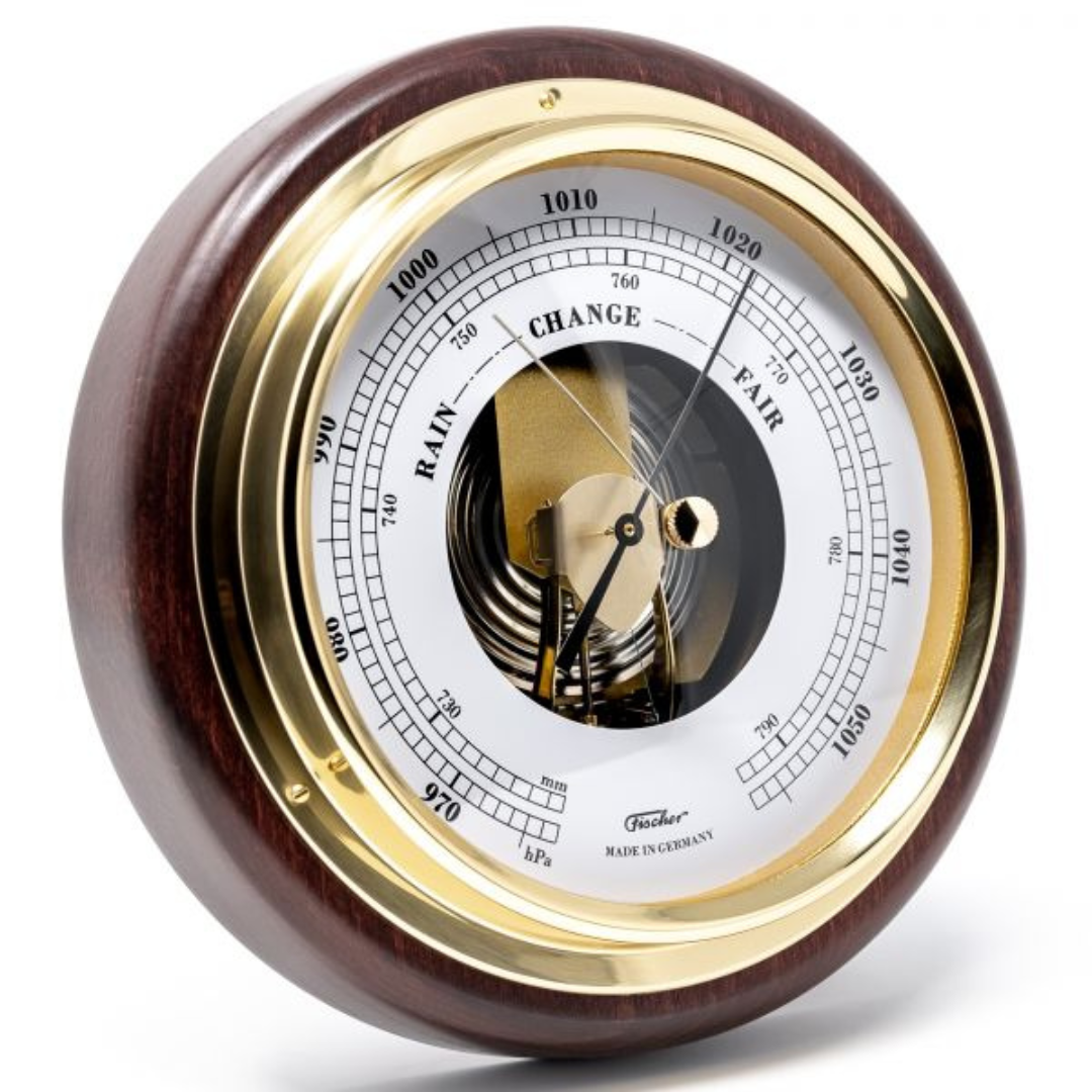 Mahogany & Brass 170mm German Barometer - Time & Trends