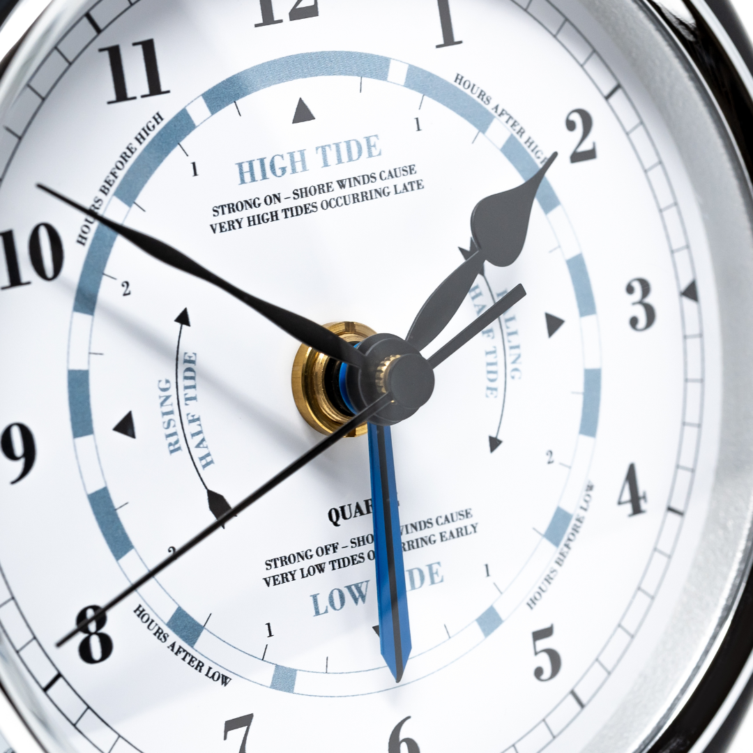 Ash Clock Ash & Chrome 170mm Time & Tide Clock - Time & Trends