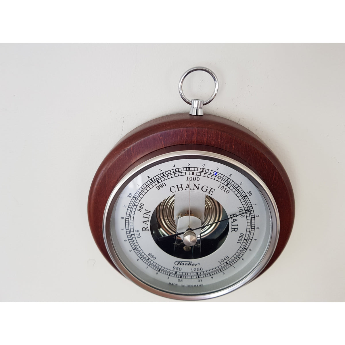 Mahogany and chrome Fischer barometer