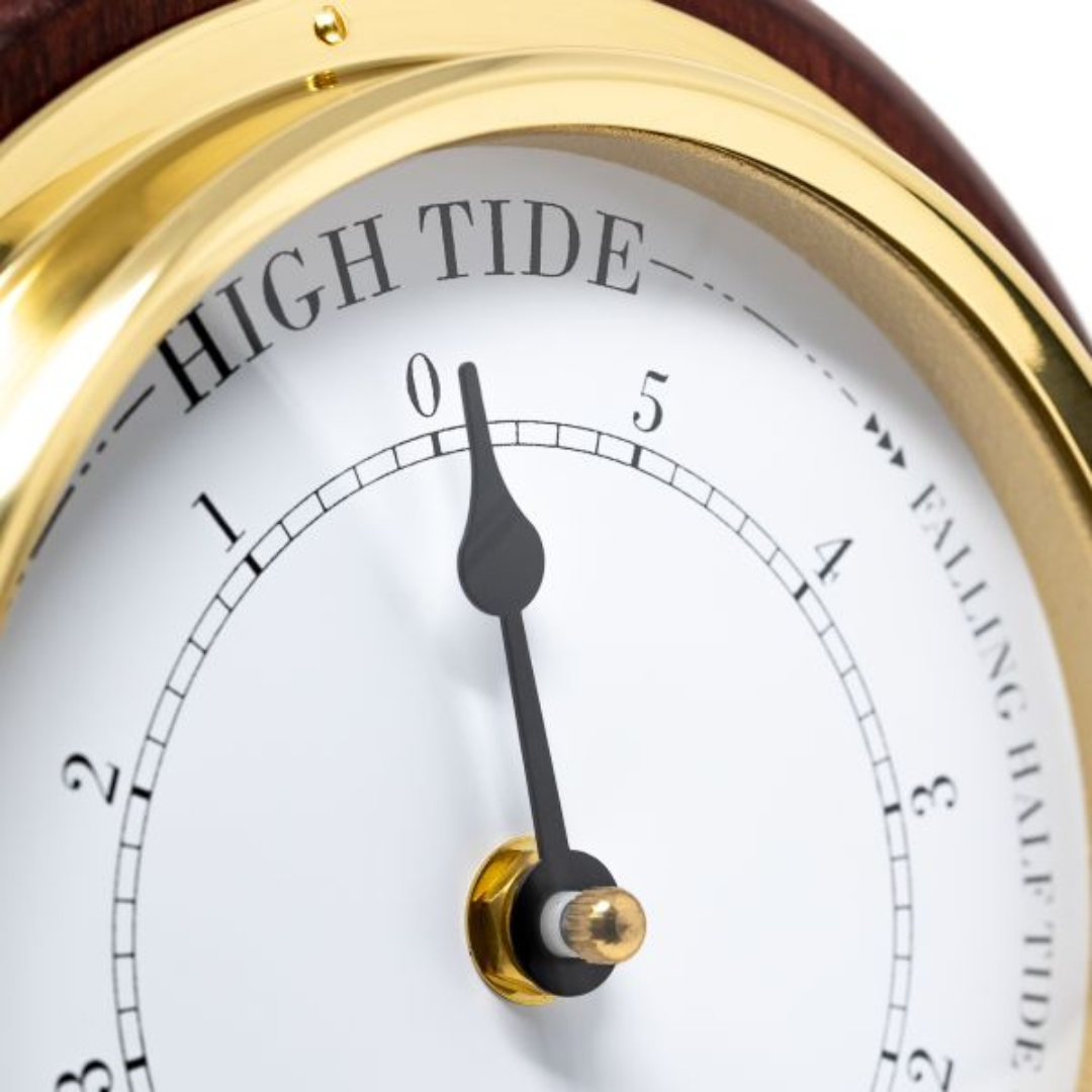 Mahogany &amp; Brass Tide Only Clock – 170mm Elegant Coastal Timepiece