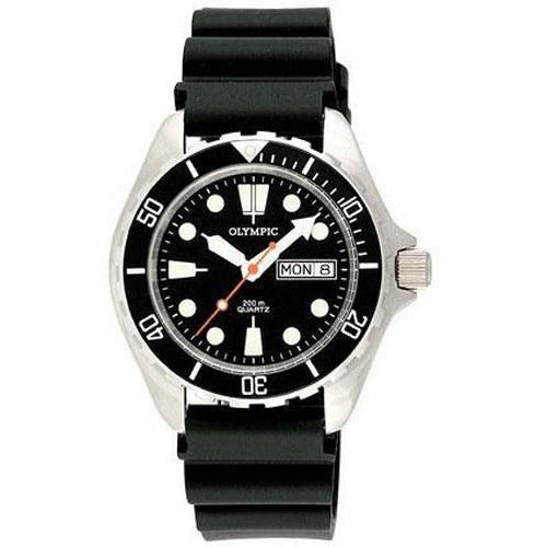 200m Divers Steel Watch - Black-Green - Red