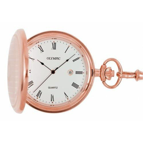 Elegant Olympic Quartz Pocket Watch in Rose Gold – Classic Style &amp; Reliable Movement