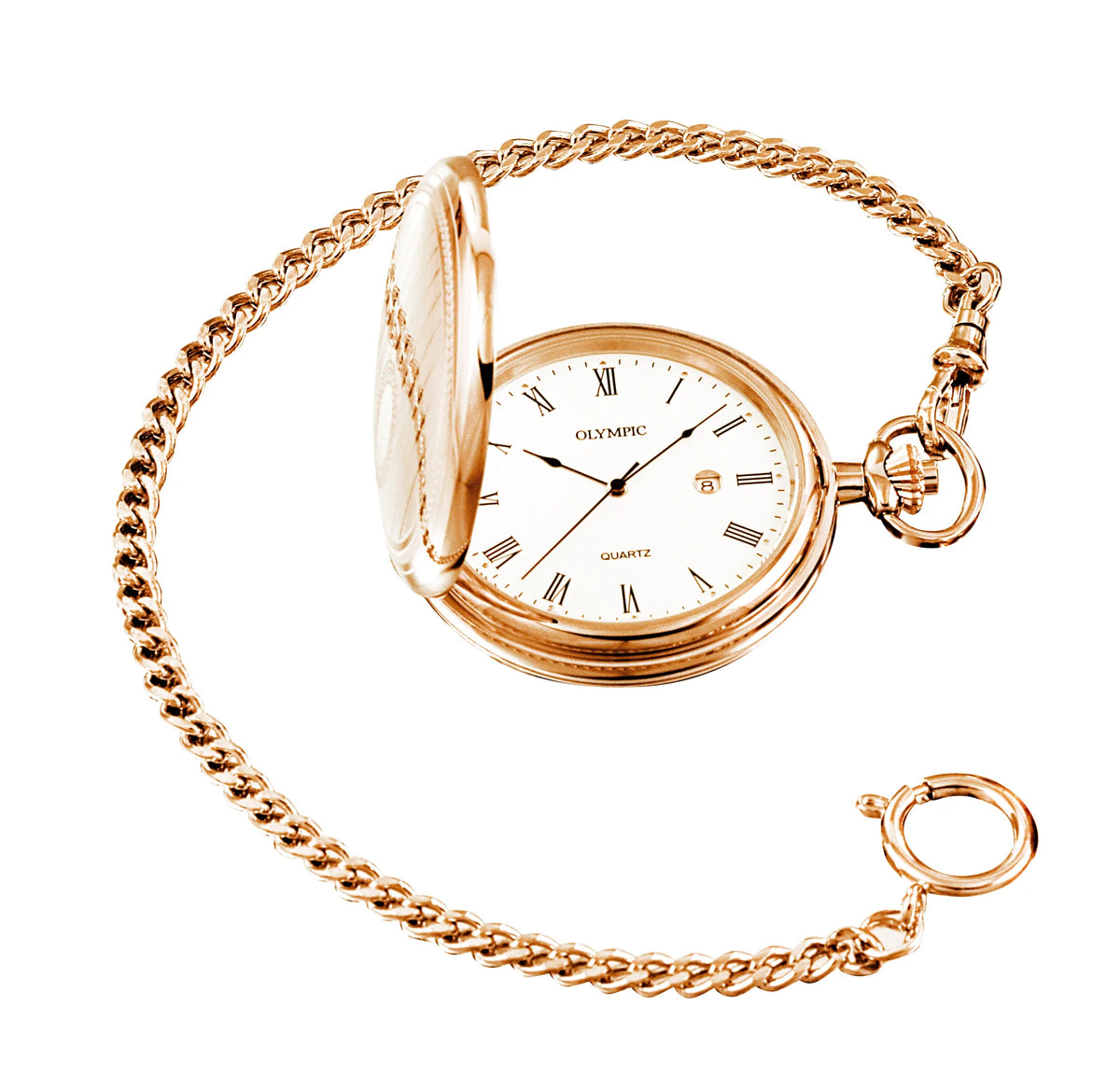Elegant Olympic Quartz Pocket Watch in Rose Gold – Classic Style &amp; Reliable Movement