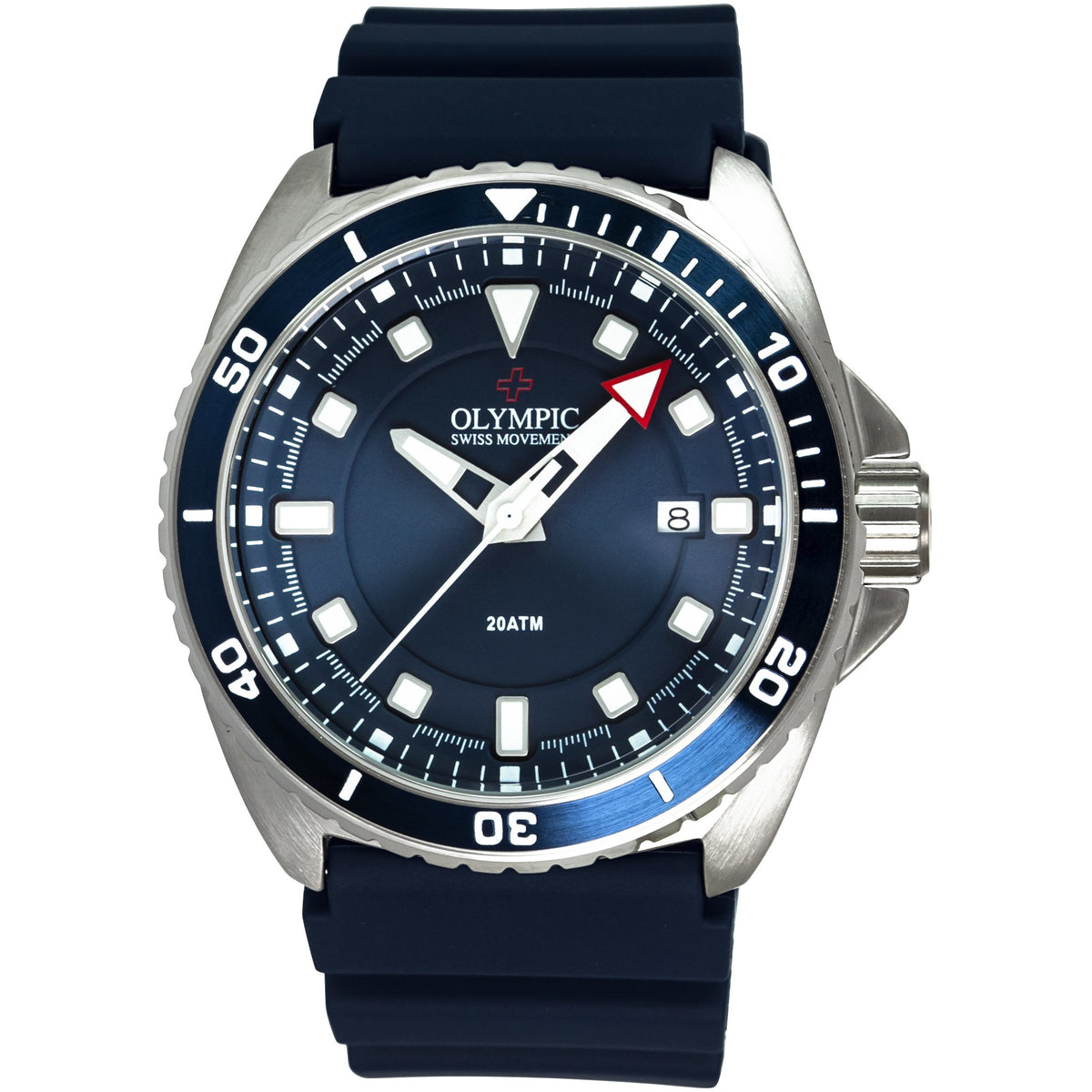 Olympic 200m Divers Steel Watch - Classic Blue - Silicon Strap