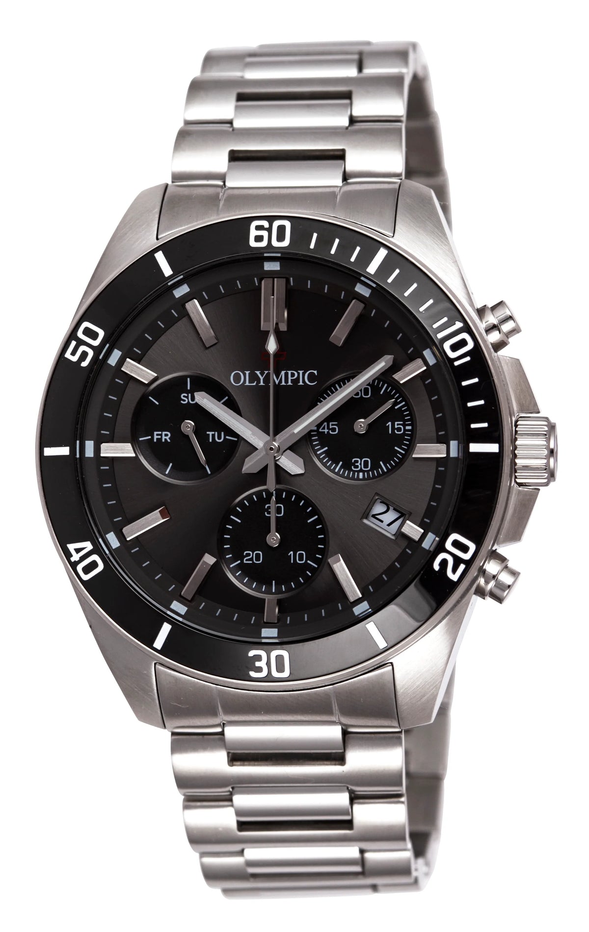 Olympic Stylish Chronograph Stainless Steel watch-Black
