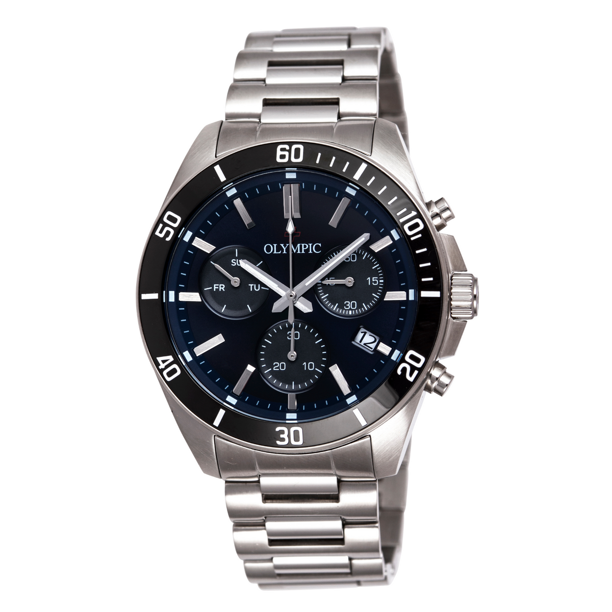 Olympic Stylish Chronograph Stainless Steel watch Black Time Trends