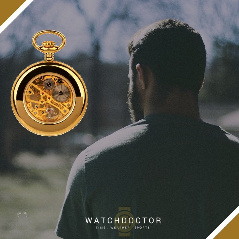 Gold Mechanical Pocket Watch for Men &amp; Women – Classic Unisex Style