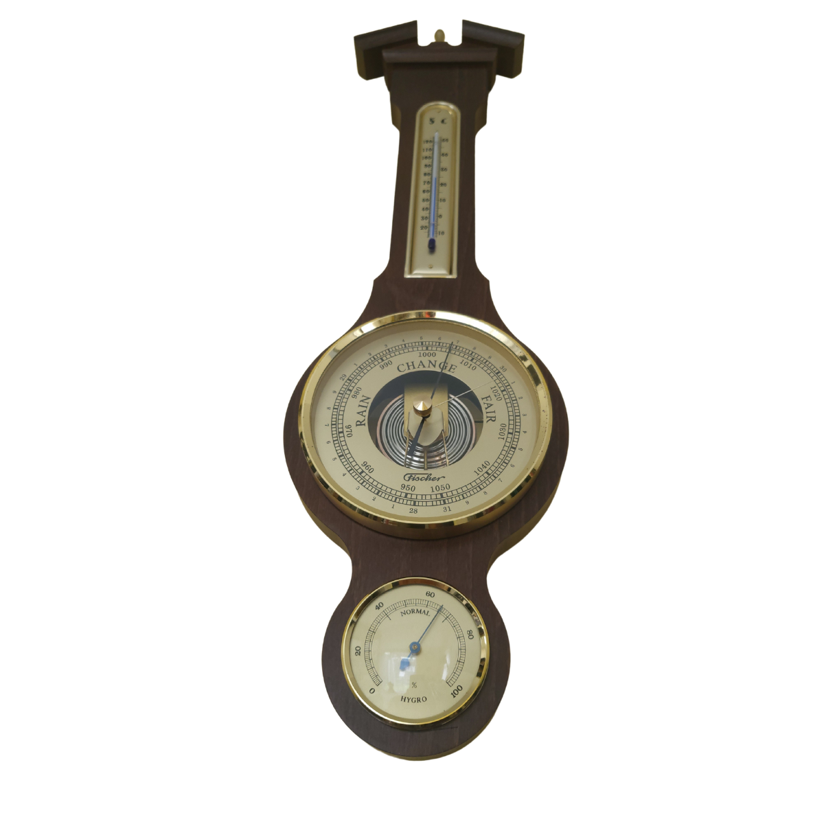 Traditional  Banjo Walnut 540 mm Weatherstation -3 in 1 - Hygrometer + Barometer + Thermometer