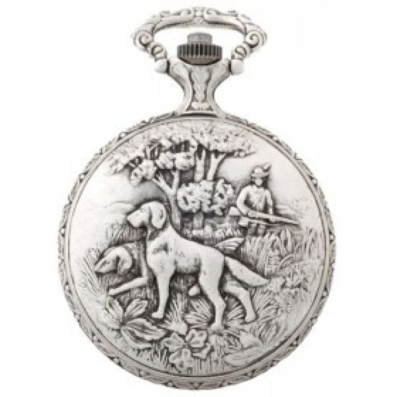 Hunting Deer   Antique Silver Swiss Quartz Pocket Watches