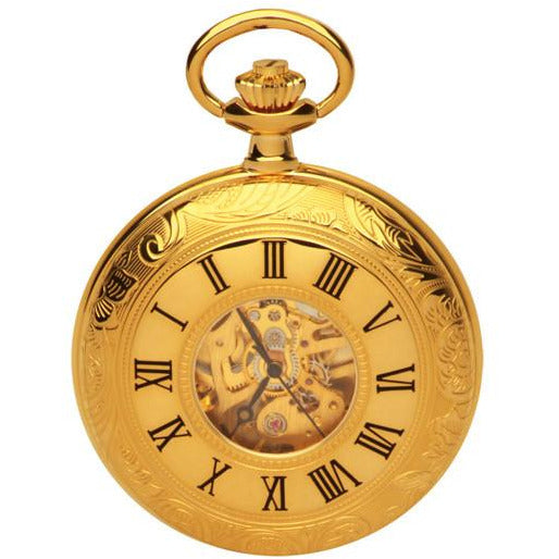 Half Hunter Gold Pocket Watch By Royal London 90009.01