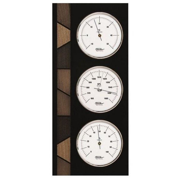Stylish Ebony &amp; Chrome Weather Station 3 in 1 - Hygrometer + Barometer + Thermometer
