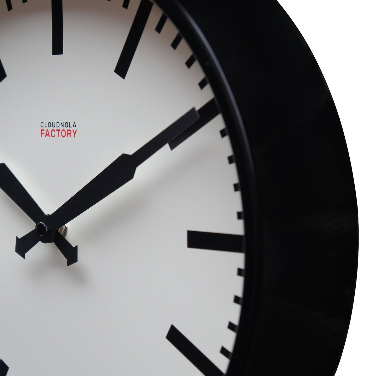Cloudnola Factory Black Station Clock – Industrial Design with Baton Dial