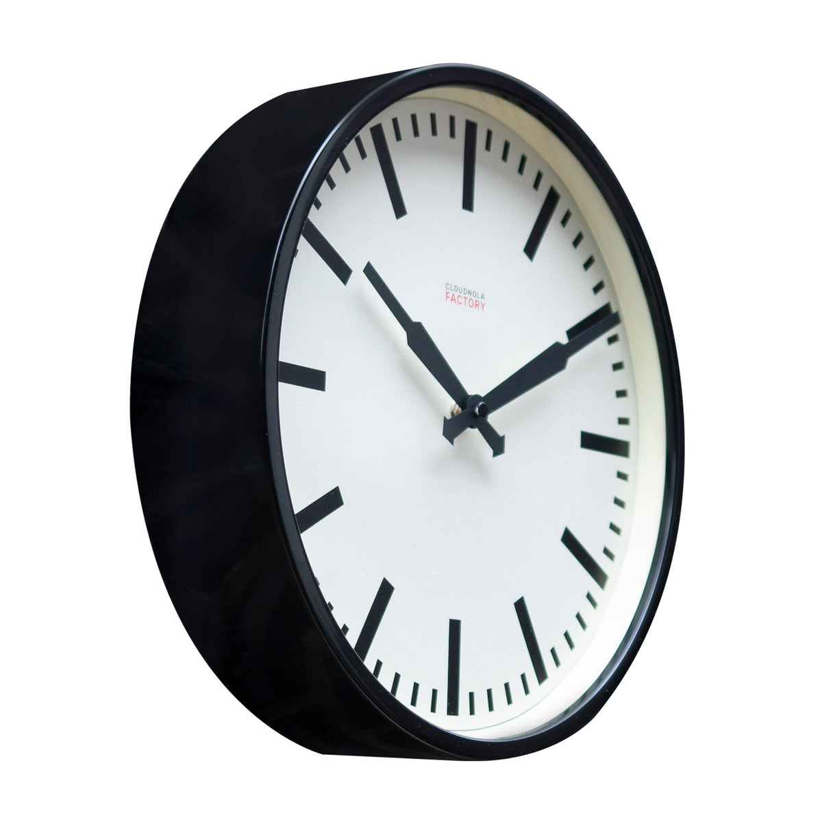 Cloudnola Factory Black Station Clock – Industrial Design with Baton Dial
