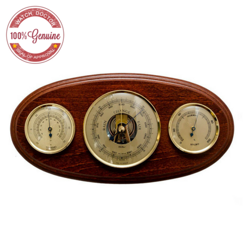 Fischer Mahogany and Brass Oval Weatherstation 9160-22