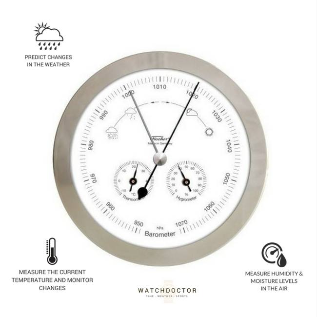 Modern Indoor &amp; Outdoor Weatherstation- 3 in 1 - Hygrometer + Barometer + Thermometer