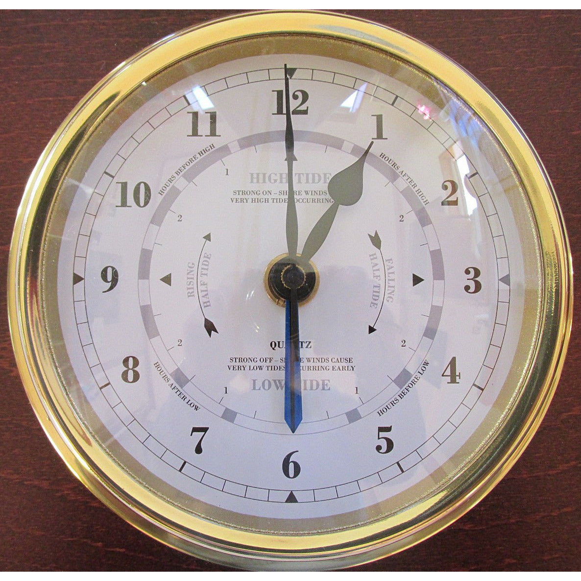 Mahogany &amp; Brass Barometer &amp; Tide clock Combo 1486GU-22